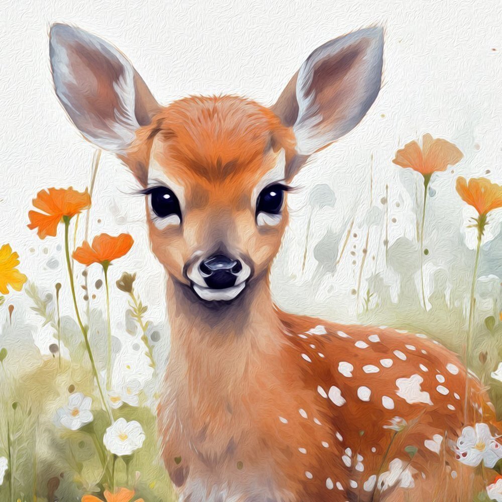 16x20 Cute Fawn Deer Watercolor Oil Painting Poster Wall‎ Art 16x20 Poster - Picture 6 of 7